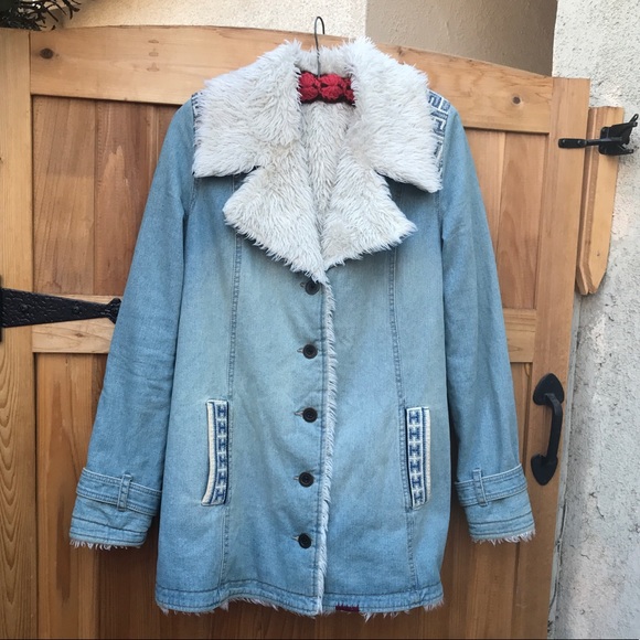 free people denim sherpa jacket